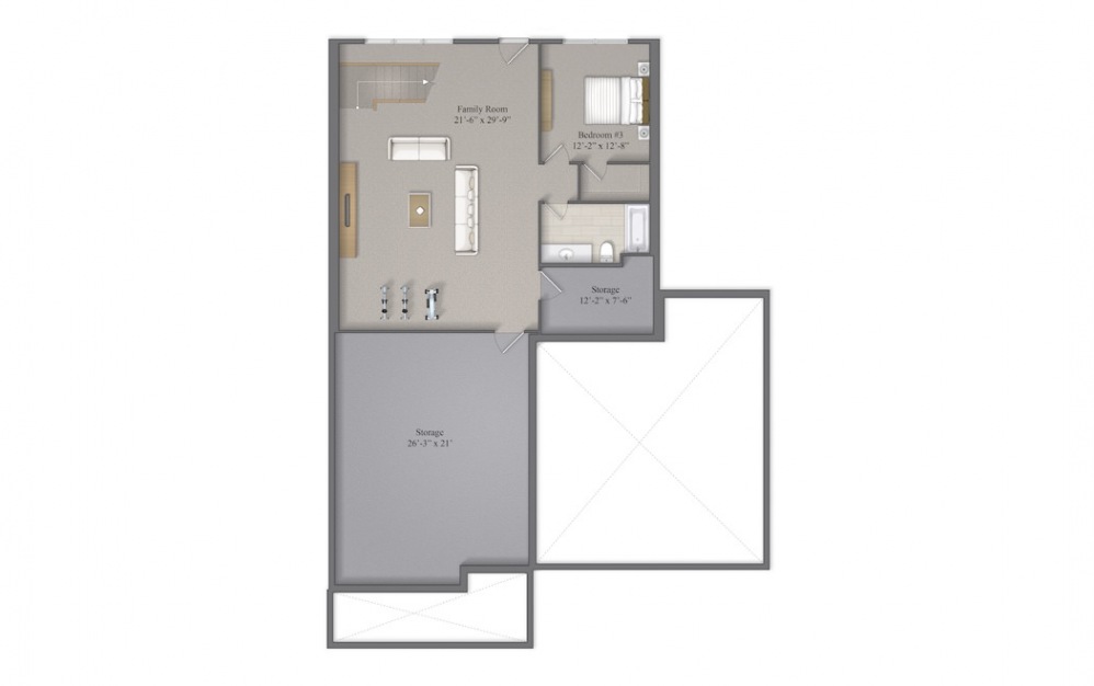 Harper Basement Layout At Beacon Ridge Single Family Rentals In Plymouth, MN